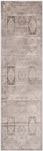 Safavieh Vintage Premium Collection VTG127-3110 Transitional Oriental Mouse Brown Panels Distressed Silky Viscose Runner (2'2" x 8')