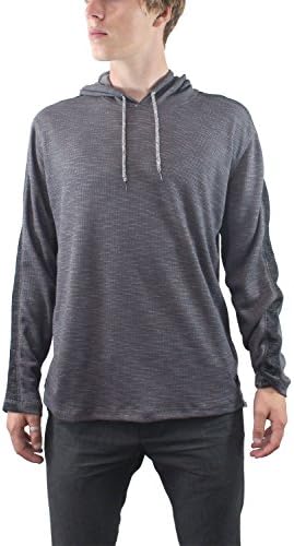 Infringement Mens Long Sleeve Thermal Drawstring Hoody Shirt (Large, Charcoal)