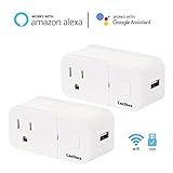 Leelbox Smart Plug 2 Pack Wifi Mini Smart Outlet Wireless Time Smart Switch Compatible with Google Home, No Hub Required, Remote Control Your Device Anywhere Via Free App