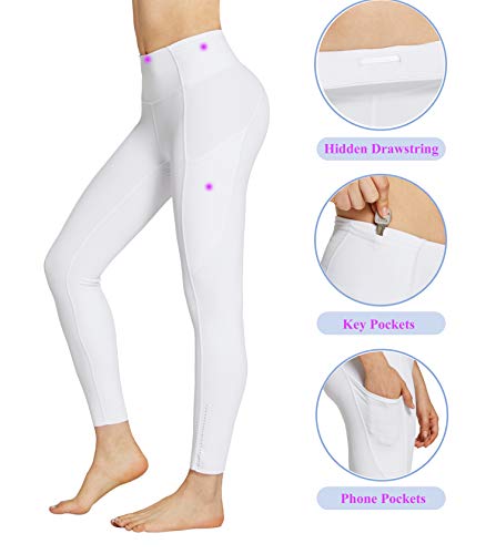 Women High Waist Gym Leggings Butt Lift Workout Pant with Pocket Yoga Running Athletic White 4 - Thumbnail 3