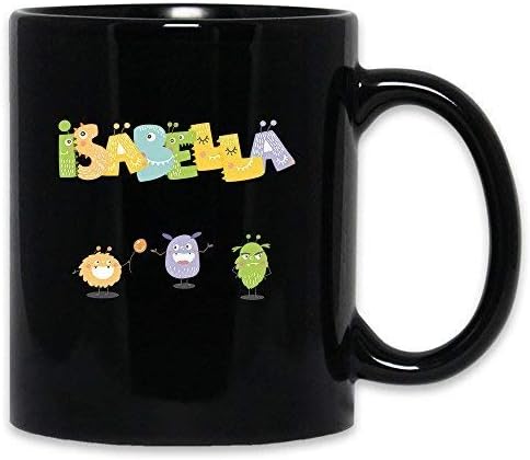 Funny Isabella Monster Alphabet mug kids youth girl Christmas or Birthday gift | Black ceramic 11 oz or 15 oz Mug, 11 Oz