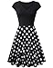 Lotusmile Elegant Dresses, Womens Casual Dress A Line Cap Sleeve V Neck Black White, Medium