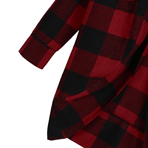 Forthery Cardigan, Women's Casual Open Front Lightweight Flannel Plaid Shirts (M, Red)