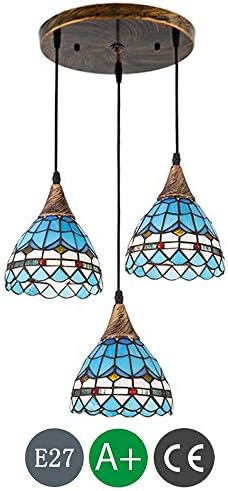 ティファニーペンダントランプの高さ調節可能なヴィンテージ吊りランプ天井ランプe27カラーガラスランプダイニングランプダイニングテーブル Led高級地中海シャンデリアリビングルームベッドルームキッチン