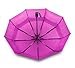 Windproof Travel Umbrellas for Rain - Lightweight, Strong, Compact with & Easy Auto Open/Close Button for Single Hand Use - Double Vented Canopy for Men & Women - Pink