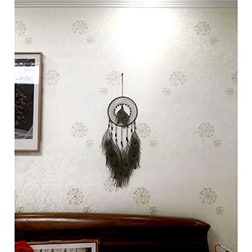 Dream Catcher with Peacock Feathers, Handmade Dream Catcher for Kids, Bedroom, Wedding Party, Blessing Gift