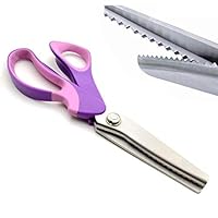 JISTL Professional Stainless Steel Dressmaking Sewing Craft Scissors, 9.3 inches Handled Pinking Shears (Purple)