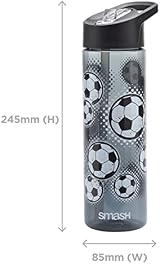Smash Sipper Water Bottle 700ml with Straw Black Football Brand Smash view 7