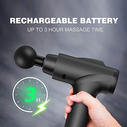 GINNO 30 Speed Massage Gun Deep Tissue Percussion Muscle Massagers Handheld Electric Body Massager Cordless Rechargeable Fascia Gun with 6 Heads for Relieving Muscle Pain, Soreness, and Stiff