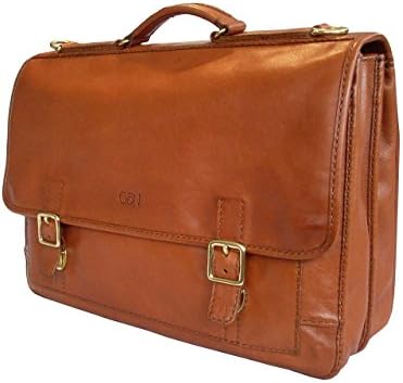 Genuine Leather Briefcase Handmade Leather Satchel Men Handbags, 16,5"(L)x5"(W)x11,5"(H), Taba