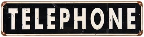Telephone Distressed Vintage Steel Sign 20 x 5