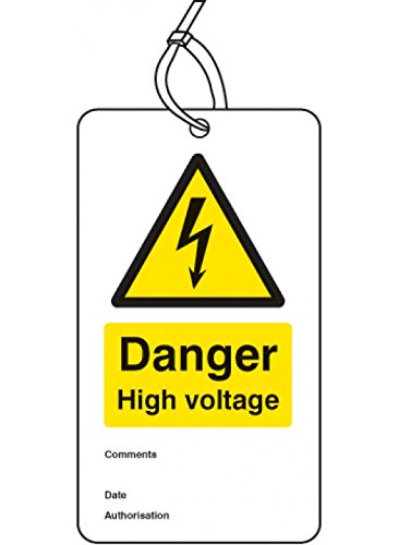 Caledonia Signs 55068 Danger High Voltage Double Sided Safety Tags (Pack of 10)