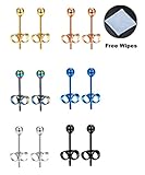 LOLIAS 6 Pairs Stainless Steel Stud Earrings Mens