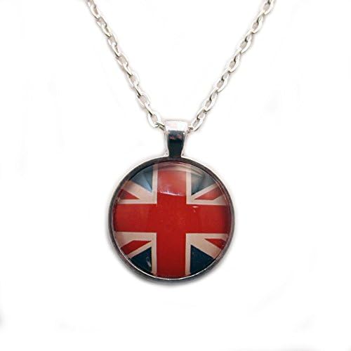 British Flag Glass Dome Charm with Silver Colored Housing and Matching Necklace - Limited Edition
