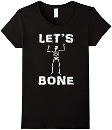 Womens Lets Bone Skeleton Cute Funny Halloween Party T Shirt Skull Large Black