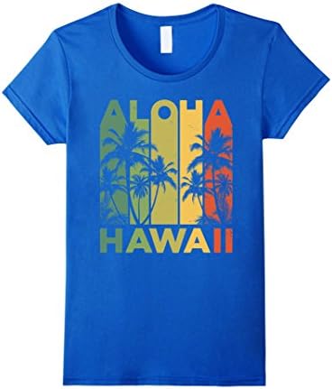 Womens Vintage Hawaiian Islands Tee Hawaii Aloha State T-Shirt Medium Royal Blue