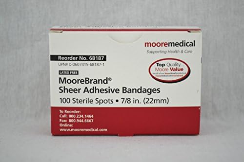 Moore Medical Adhesive Bandages - Sheer Plastic Spots, 7/8 - Model 68187 - Box of 100 by MOORE Medical