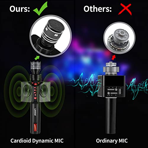 LAVESO Karaoke Microphone, Bluetooth Wireless Mic with Loud Speaker for