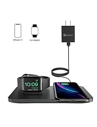 Wireless Charger [with Qc 3.0 Adapter], Seneo 2 in 1 Wireless Charging Pad with iWatch Stand for iWatch 5 4 3, 7.5W for iPhone 11 Pro Max XR XS Max XS X 8 8P, Airpods 2 (No iWatch Charging Cable)
