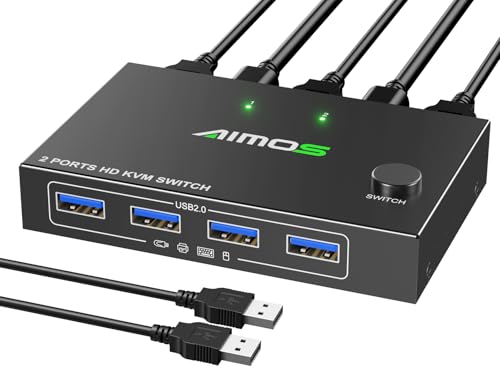 MLEEDA HDMI KVM Switch 1 Monitors 2 Computers 4K@60Hz,USB KVM Switches for 2 Desktops or Laptops Sharing Single Monitor and Keyboard Mouse Printer,Plug and Play,2 USB Cables Included