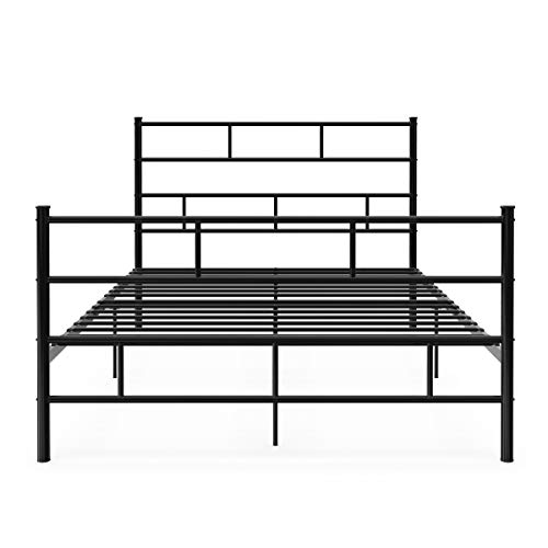 NSdirect Metal Bed Frame, Queen Size with Vintage Headboard and