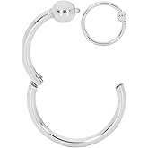365 SLEEPERS Surgical Steel 20G 18G 16G 14G 6mm-12mm BCR Ball Closure Septum Tragus Helix Conch Hinged Segment Nose Lip Ring Hoop Unisex Earrings Body Piercing Jewelry