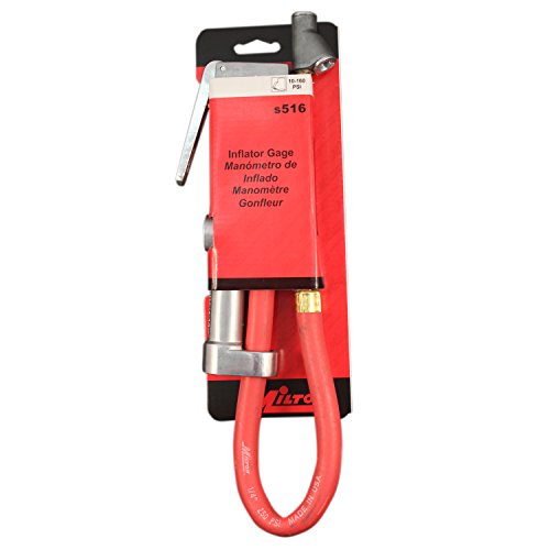 Milton (S-516) Straight Foot Chuck Tire Inflator Gauge - 15" Hose, Lock-On Threads - Thumbnail 3