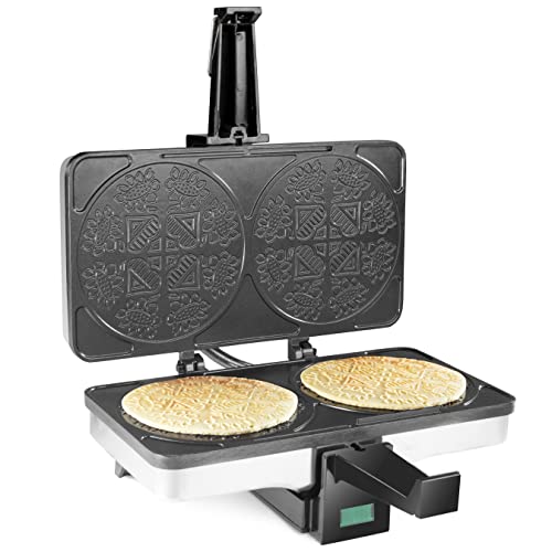 CucinaPro Krumkake Baker By Cucina Pro - 100% Non Stick, Makes Two Krumkake Pizzelle-Like Cookies, Great for Cannoli Filling & Cones