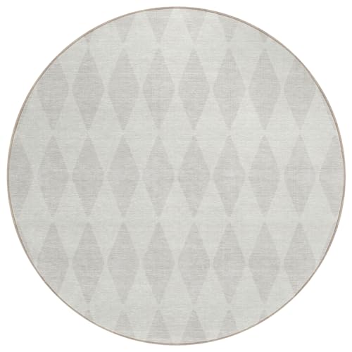 Addison Rugs Chantille ACN578 Ivory 8′ x 8′ Indoor Outdoor Round Rug, Easy Clean, Machine Washable, Non Shedding, Bedroom, Living Room, Dining Room, Kitchen, Patio Rug