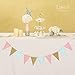 Ling's moment Paper Pennant Banner Triangle GarlandGlitter Gold Pink Blue Flag Banner for Gender Reveal, Wedding, Baby Nursery, Bridal Shower, Birthday, Event & Party Supplies, 15pcs
