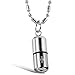 Flongo Pill Case Capsule Cross Medicine Keepsake Pendant Necklace Stainless Steel for Mens Womens, 22 inch Chain White