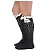 Jelinda Girl's Cotton Lace Button Boot Cuffs Toppers Leg Warmer Socks (Stockings-Black)