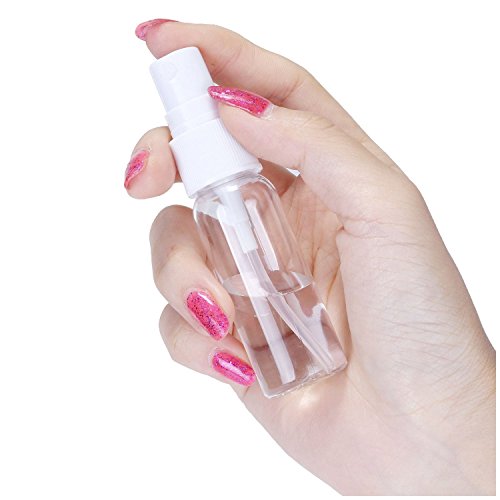 SODIAL(R) 50-pack Empty Clear Plastic Fine Mist Spray Bottles with Microfiber Cleaning Cloth, 20ml Refillable Container Perfect for Cleaning Solutions, Oils, Air Freshener, Toner and More