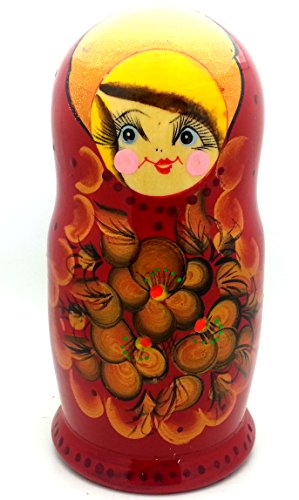 Russian Nesting Doll Matryoshka Hand Painted Nesting Doll set of 5 / Traditional 7 inch Tall