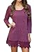 Songbai Women's Long Sleeve A-line Lace Stitching Trim Casual Dress