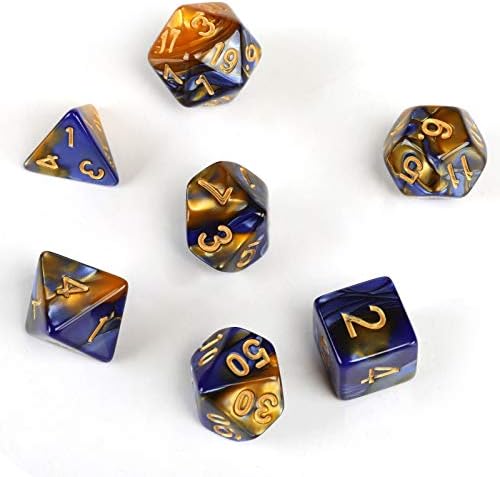 GWHOLE 7-Die Polyhedral Dice Set for Dungeons and Dragons with Black Pouch