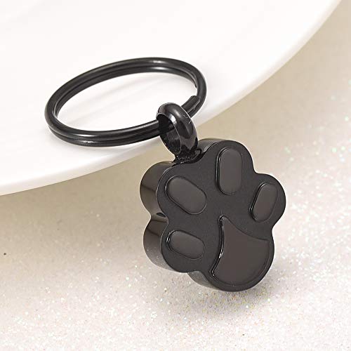 Cremation Ash Urn Keychain for Pet Ashes Cremation Jewelry for Human Ashes Dog Cat Cremation Keepsake Memorial Urn Keychain Ash Holder for Women Men (Paw Black)