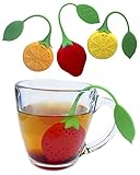 Tea Infuser Set of 3 Cute Silicone Tea Strainers by Simple To Brew, Strawberry Lemon and Orange Tea Infusers for Loose Leaf Tea