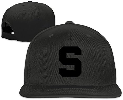 Unisex Block Letter S Trucker Adjustable Hats One Size--Black