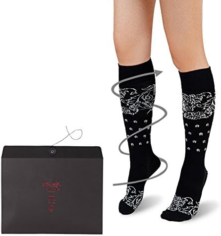 Compression Trouser Socks, Feelingway Women's Best Graduated Athletic Fit for Running,Athletic Sports Flight Travel Nurse Accessories gift set One Size 1 Pair Color 4#