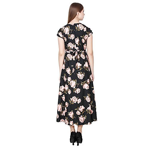 my swag women's floral printed short sleeve v neck maxi dress