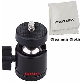 EXMAX 360 Degree Aluminum Alloy Body Rotating Swivel Mini Tripod Ball Head with 1/4" Screw Thread Base Mount for Lighter DSLR Camera Camcorder LED Light Bracket Hiking HTC Vive (Black)