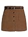 Romwe Women's Cute Mini Corduroy Button Down Pocket Skirt with Belt