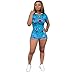 Women's Casual 2 Piece Outfits Floral Jumpsuits Loose Short Sleeve Top High Waist Long Pants Rompers