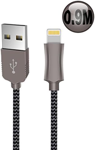 iPhone Cable, 3Ft/0.9M Nylon Braided Lighting Cable Compatible with iPhone 7/7Plus, iPhone 6s/6splus, iPhone 6/6plus, iPhone SE/5C/5s/5, ipad,iPod and More-Grey.