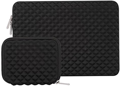 Neeknn Diamond Debossed Water Proof and Shock Resistant Laptop Sleeve Bag Case For 13-13.3Inches MacBook Pro/Air /Notebook With a Small Case Black Color