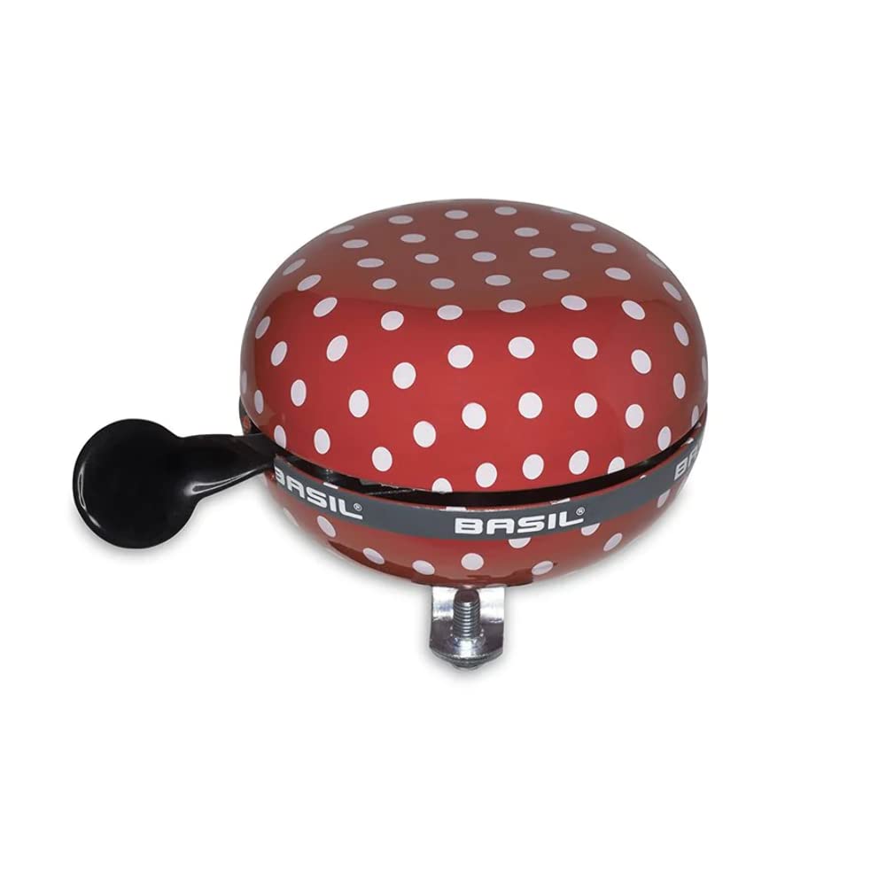 Basil Ding Dong Big Polkadot Bicycle Bell - 8 cm, Red/White
