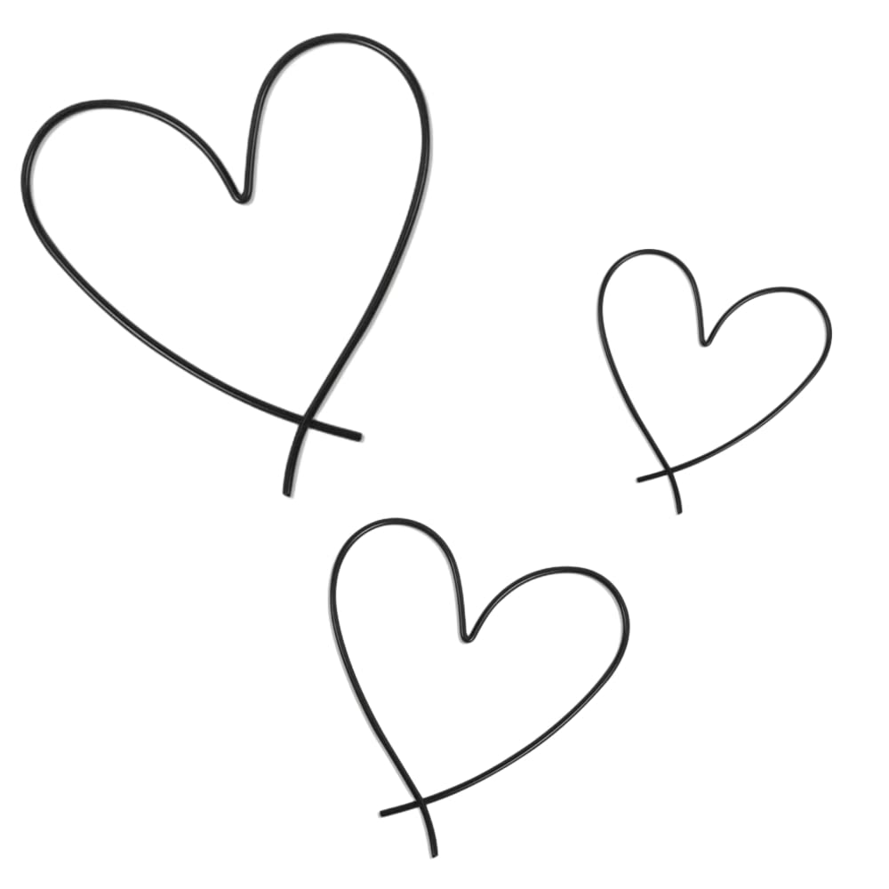 KAISELINNA 3 Pack Large Black Metal Wall Art Heart Metal Wall Decor Wall Sculptures Heart Shaped Wall Sign Black Hanging Ornaments for Bedroom Living Room Decoration