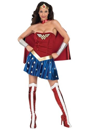 DC Comics Deluxe Wonder Woman Costume, Blue/Red, X-Large