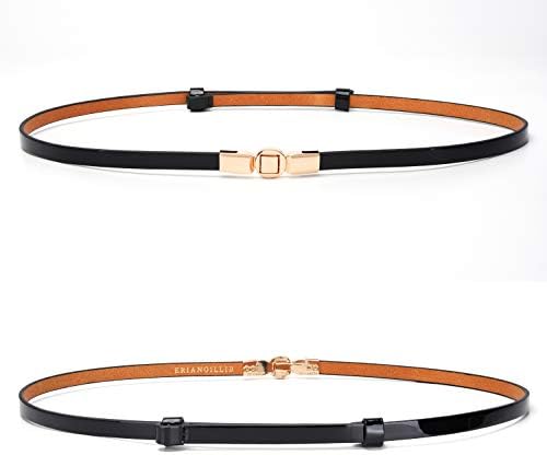 ベルトレディース 細ベルト ワンピースベルト スカートベルト スライドベルト ファッションベルト エナメル風 二層牛革 ウェディング 結婚式 長さ調整可能 ゴールドバックル